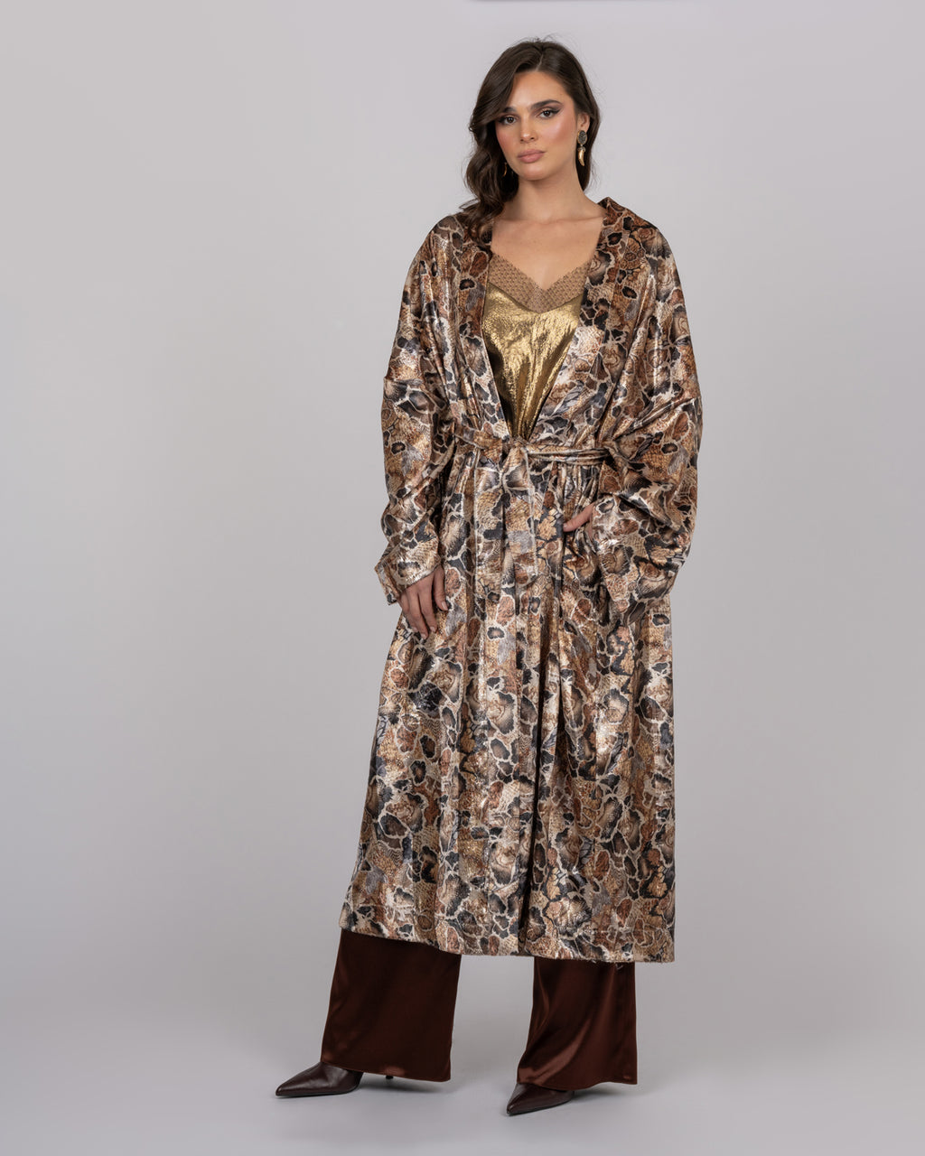 Silk Velvet Leopard Print Maxi Kimono