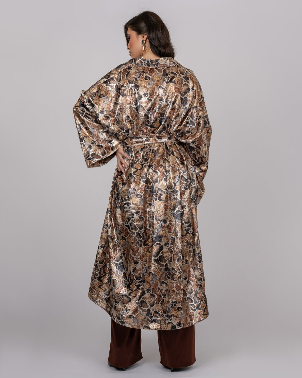 Silk Velvet Leopard Print Maxi Kimono