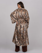 Silk Velvet Leopard Print Maxi Kimono