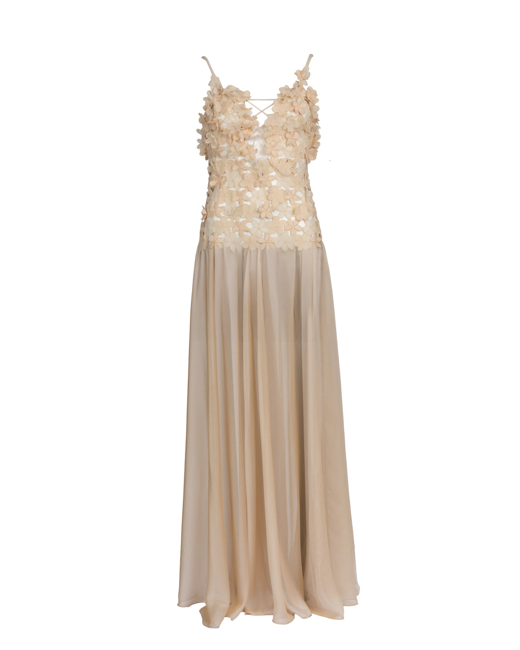 Chic Beige-Gold Guipure Lace Dress