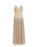 Chic Beige-Gold Guipure Lace Dress