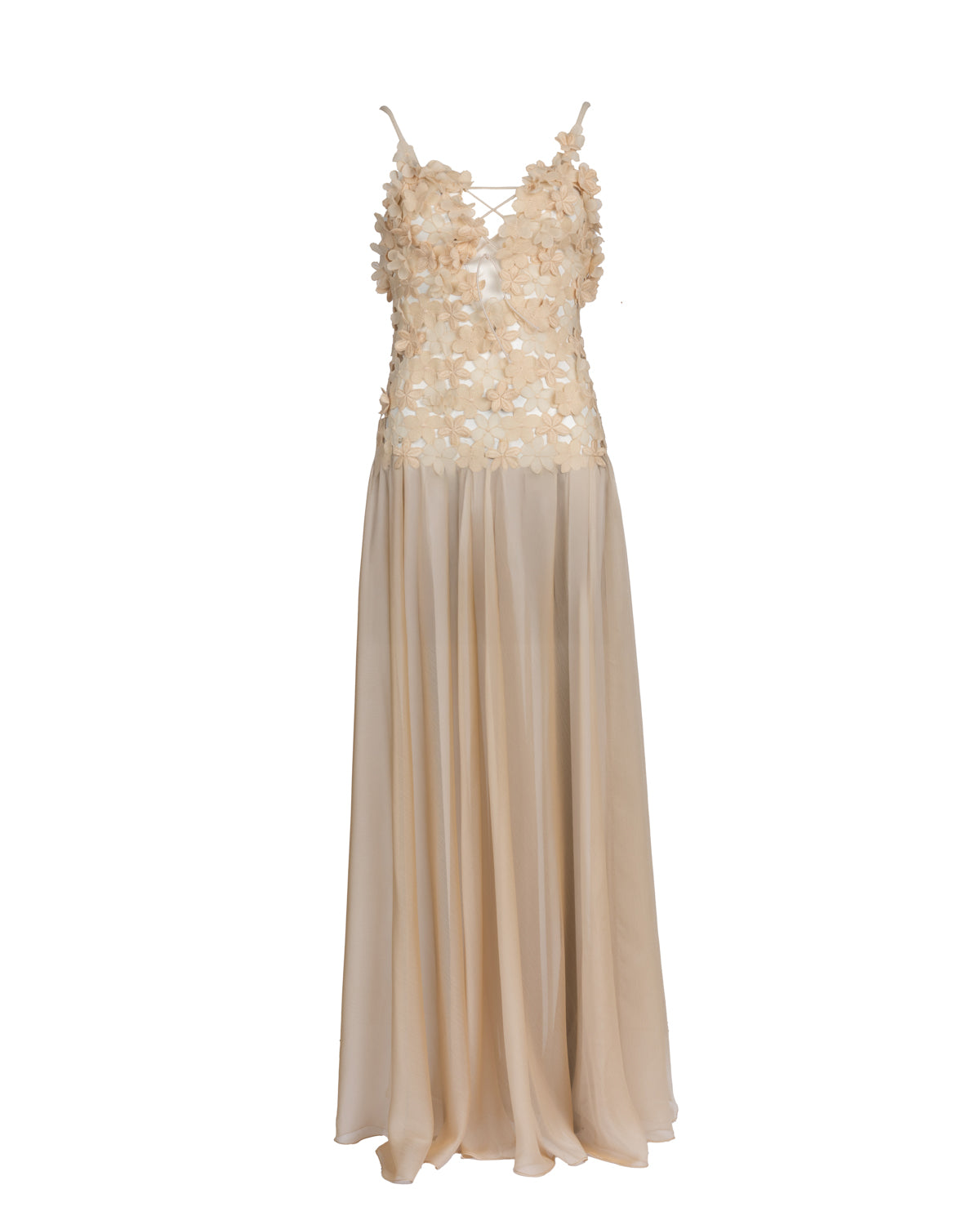 Chic Beige-Gold Guipure Lace Dress