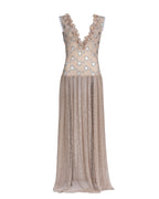 Chic Nude Embroidered Net Dress