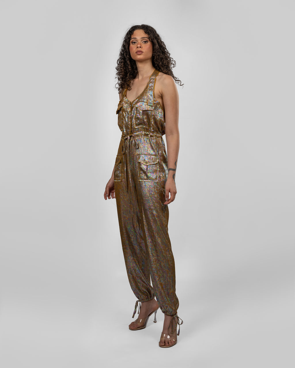 Loose Metallic Jumpsuit