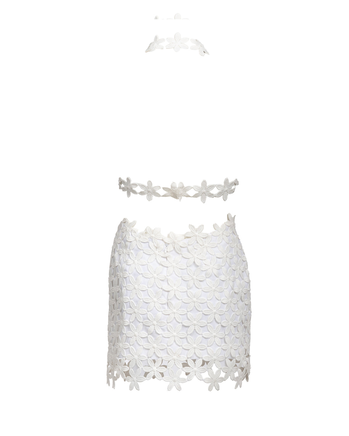 Dreamy White Guipure Cutout Dress