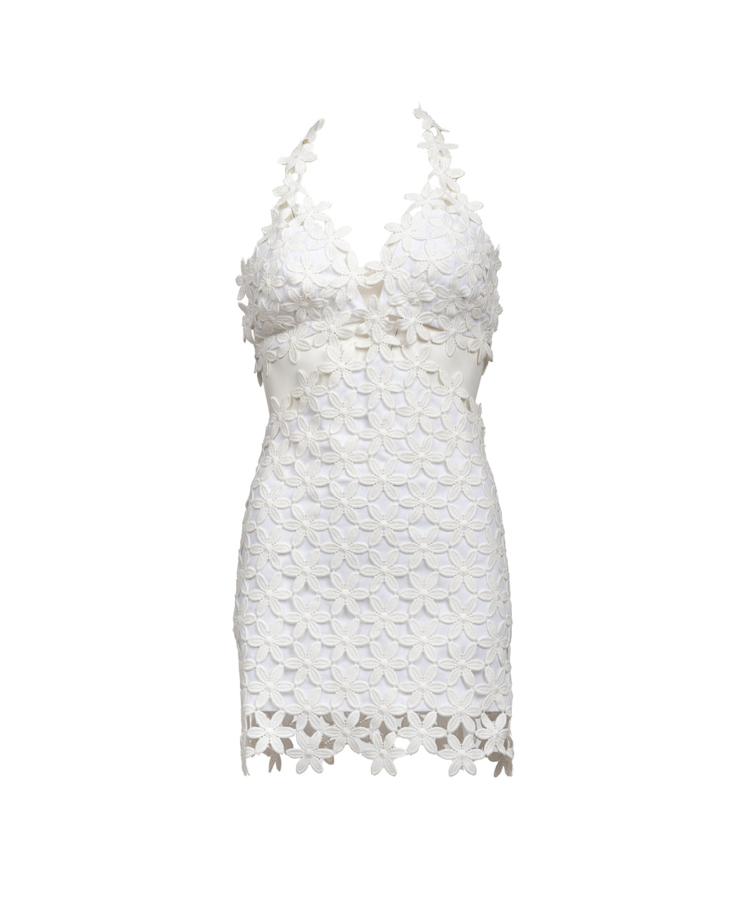 Dreamy White Guipure Cutout Dress