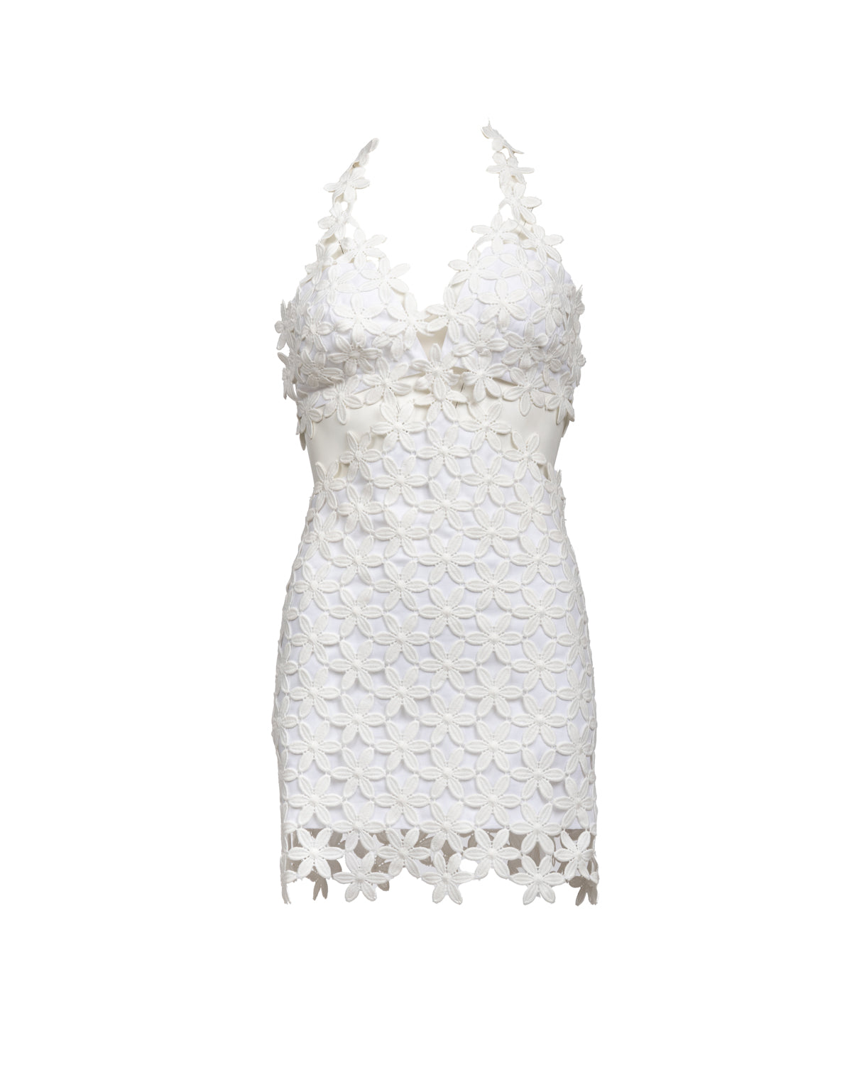Dreamy White Guipure Cutout Dress