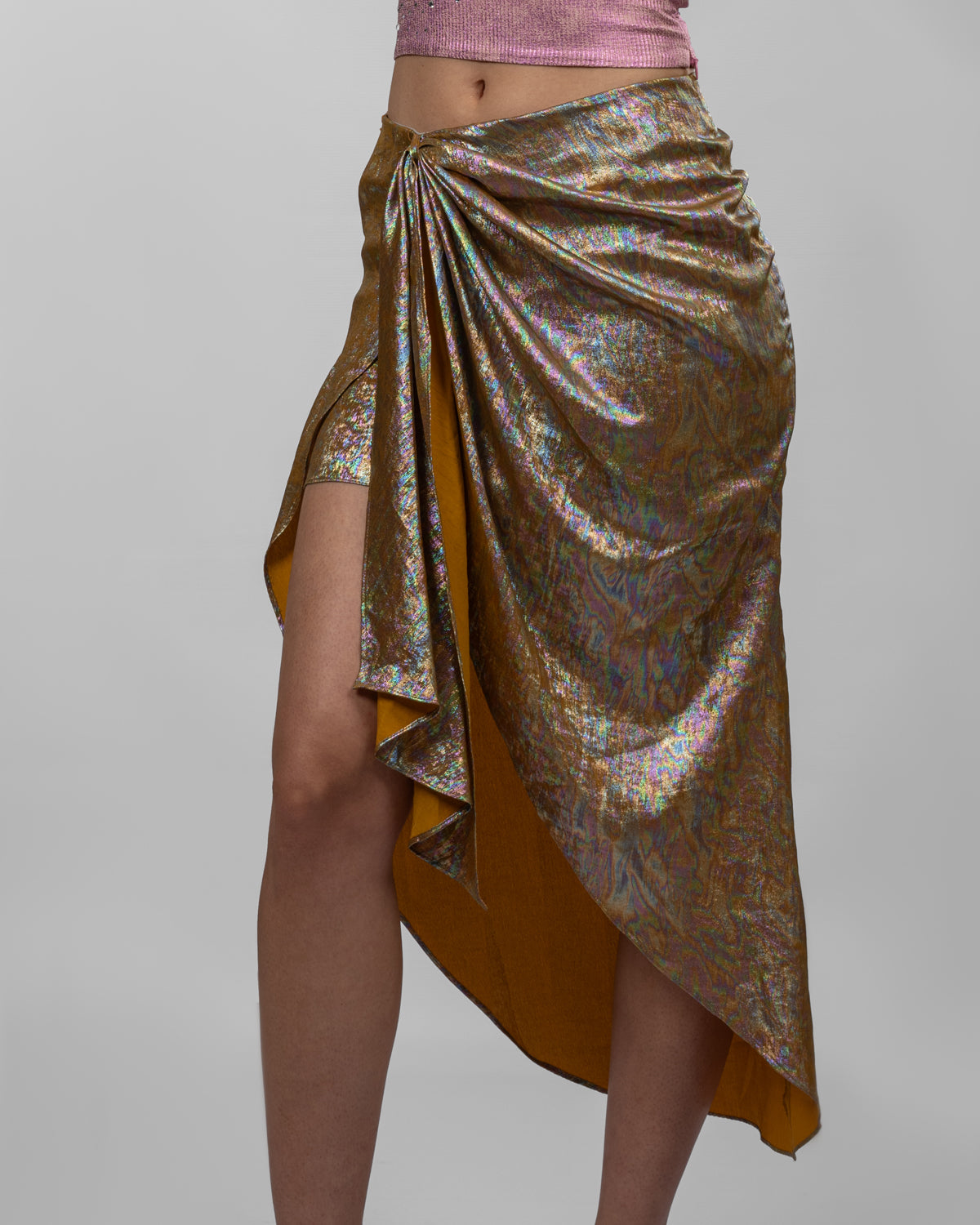 Asymmetric Wrap Midi Skirt