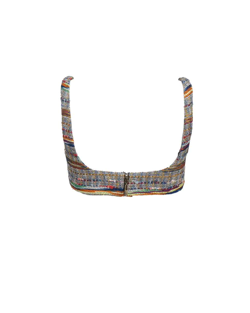 Woven Multicolor Crop Top with Draped Cord Detail