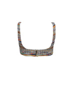 Woven Multicolor Crop Top with Draped Cord Detail