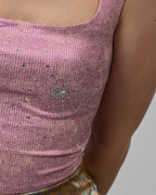 Shimmery Pink Elastic Cotton Top