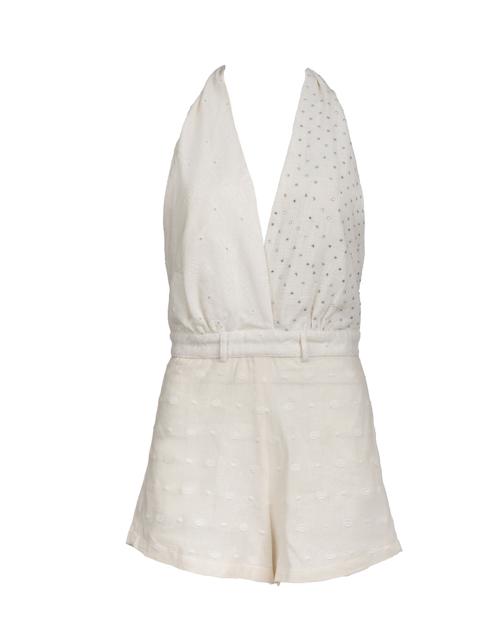 Delicate Beige Patchwork Romper
