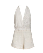Delicate Beige Patchwork Romper
