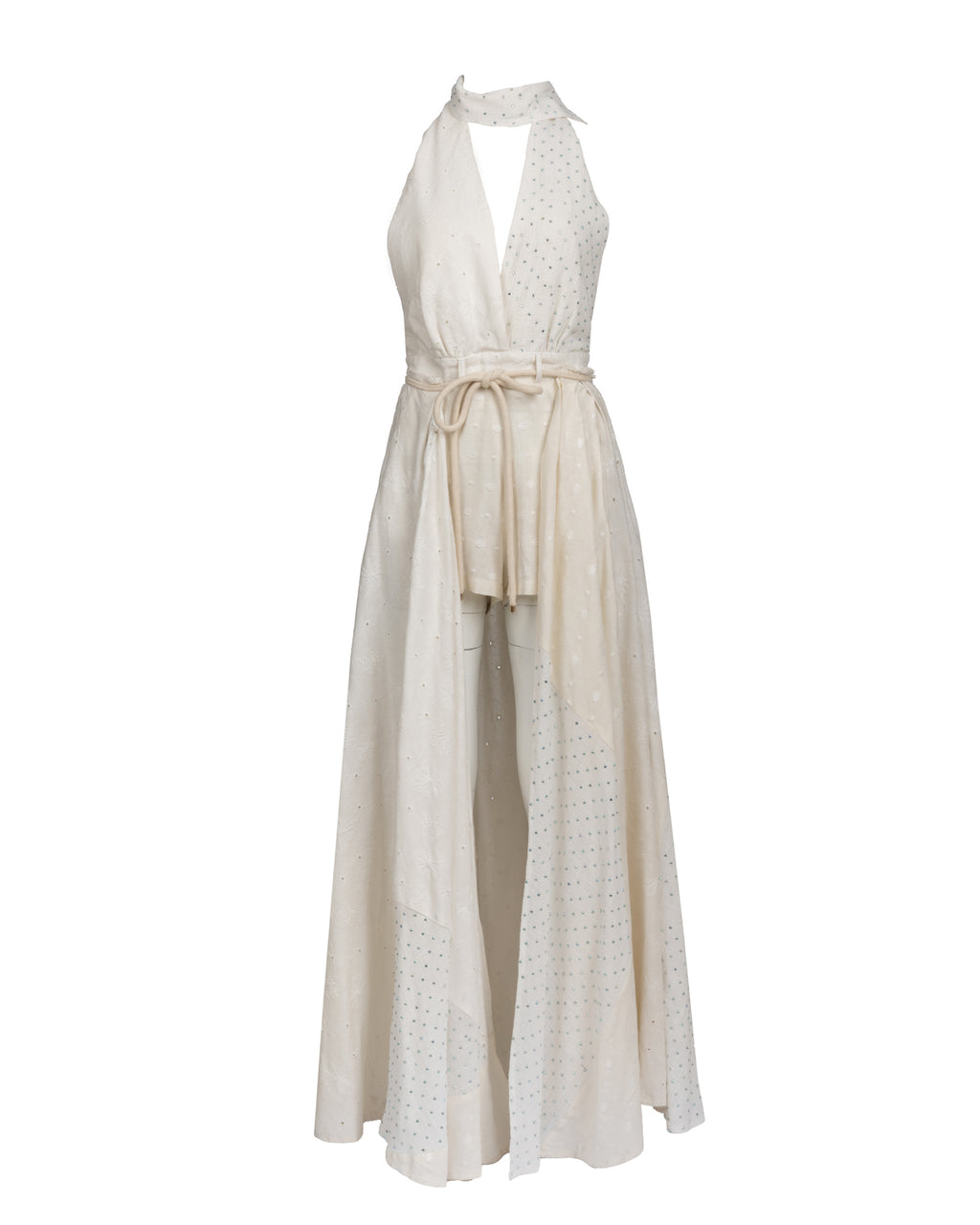 Delicate Beige Patchwork Romper