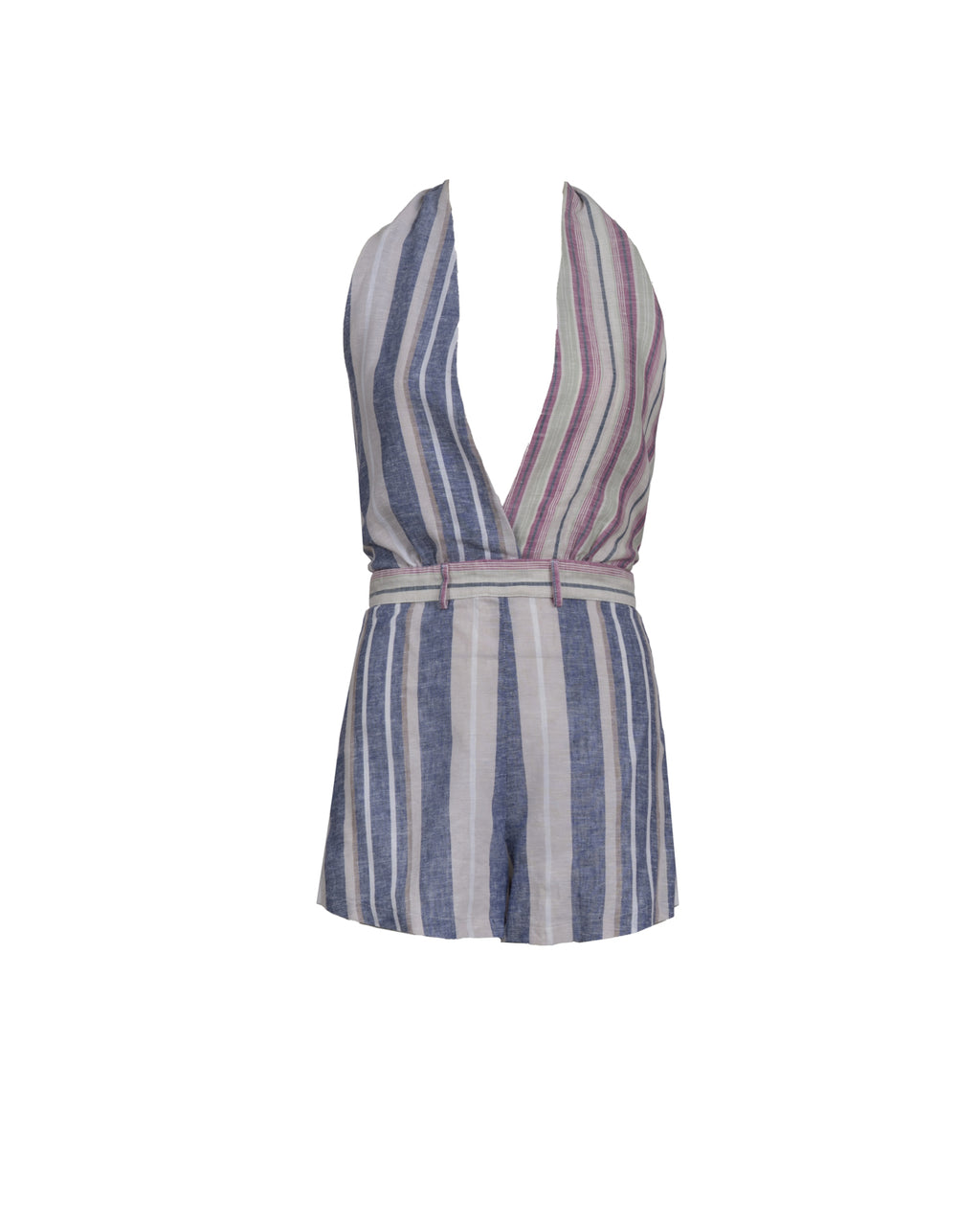 Vibrant Blue and Purple Patchwork Romper