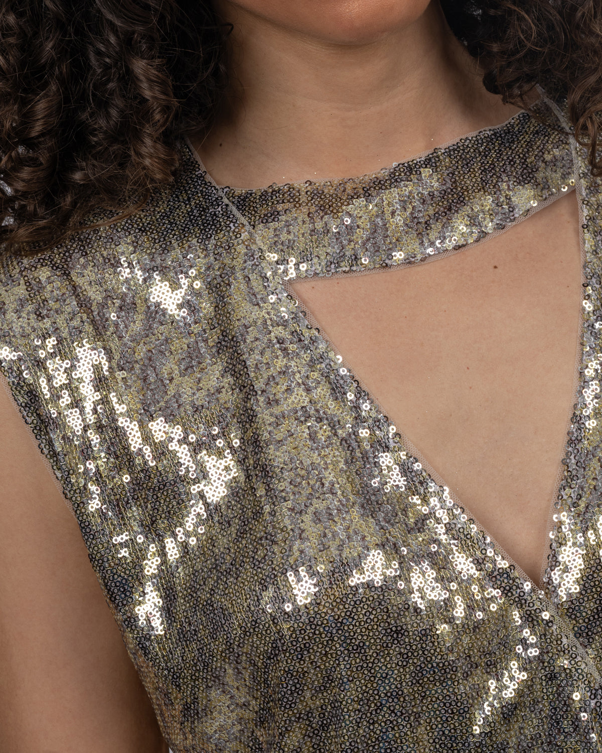 Olive and gold sequin top