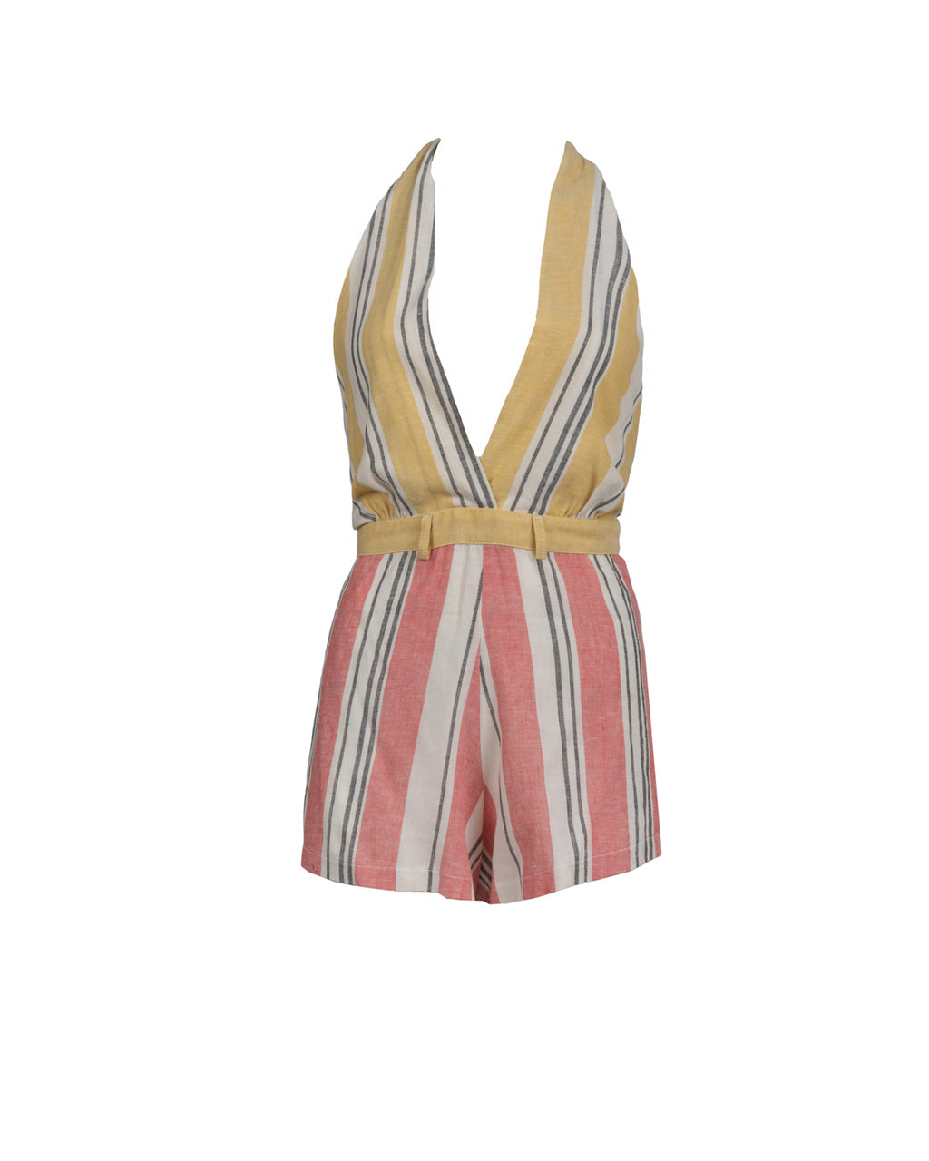 Vibrant Yellow and Pink Patchwork Romper