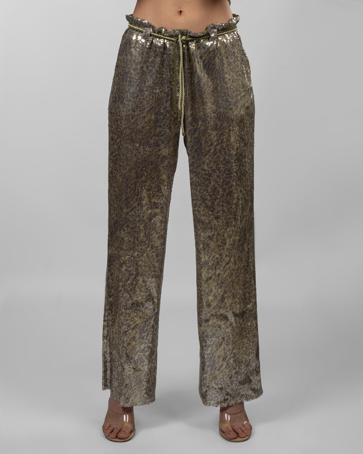 Olive & Gold Sequin Trousers