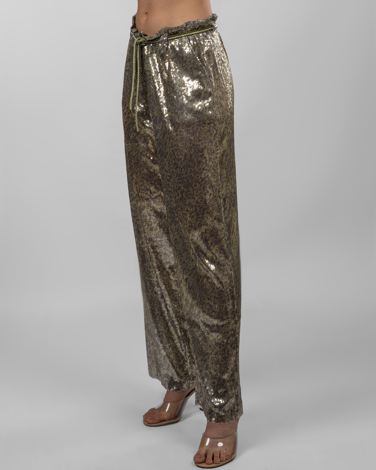 Olive & Gold Sequin Trousers