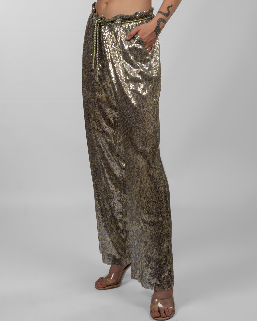 Olive & Gold Sequin Trousers