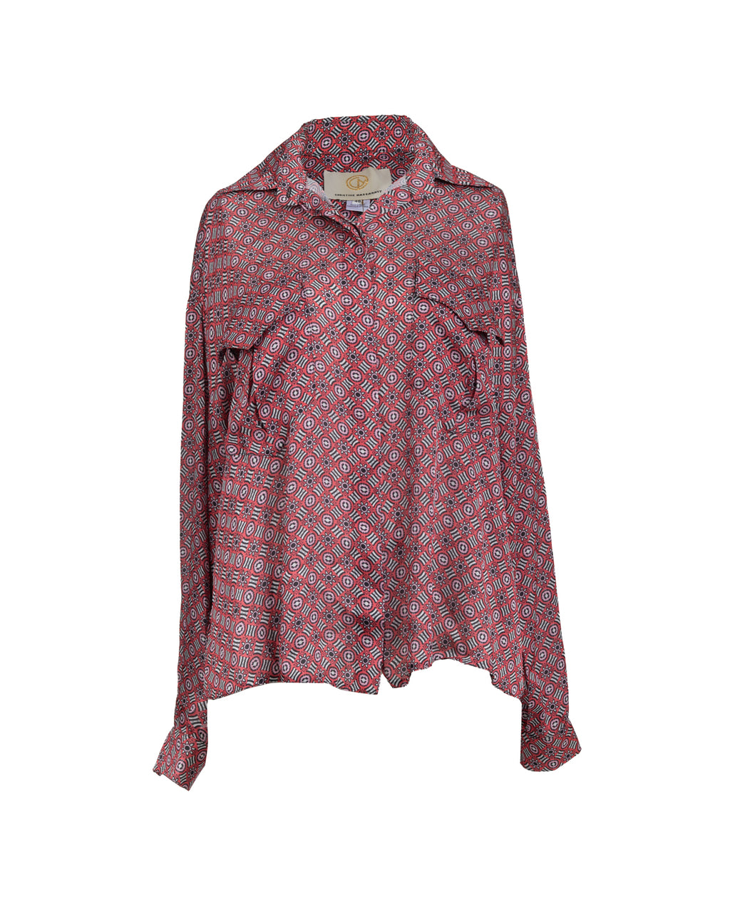 Refined Printed Coral Oversized Blouse