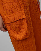 Orange Jacquard Silk Satin Trousers