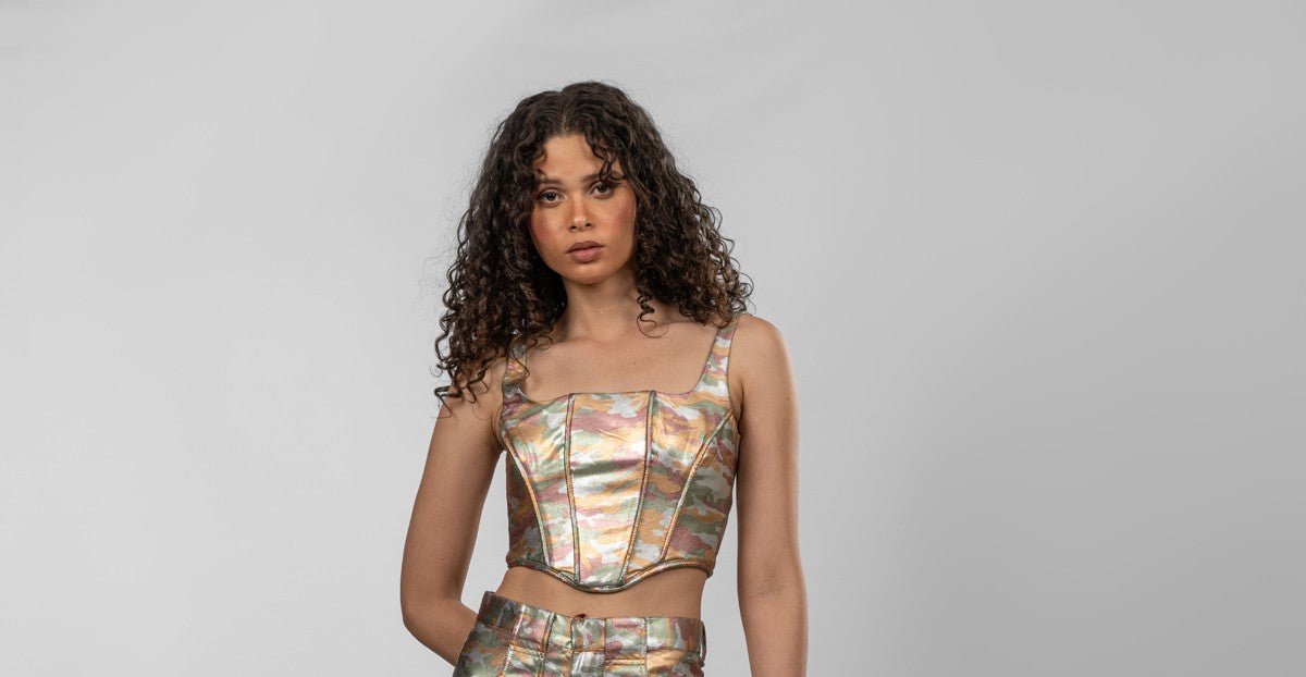 Shimmery Camouflage Corset Top
