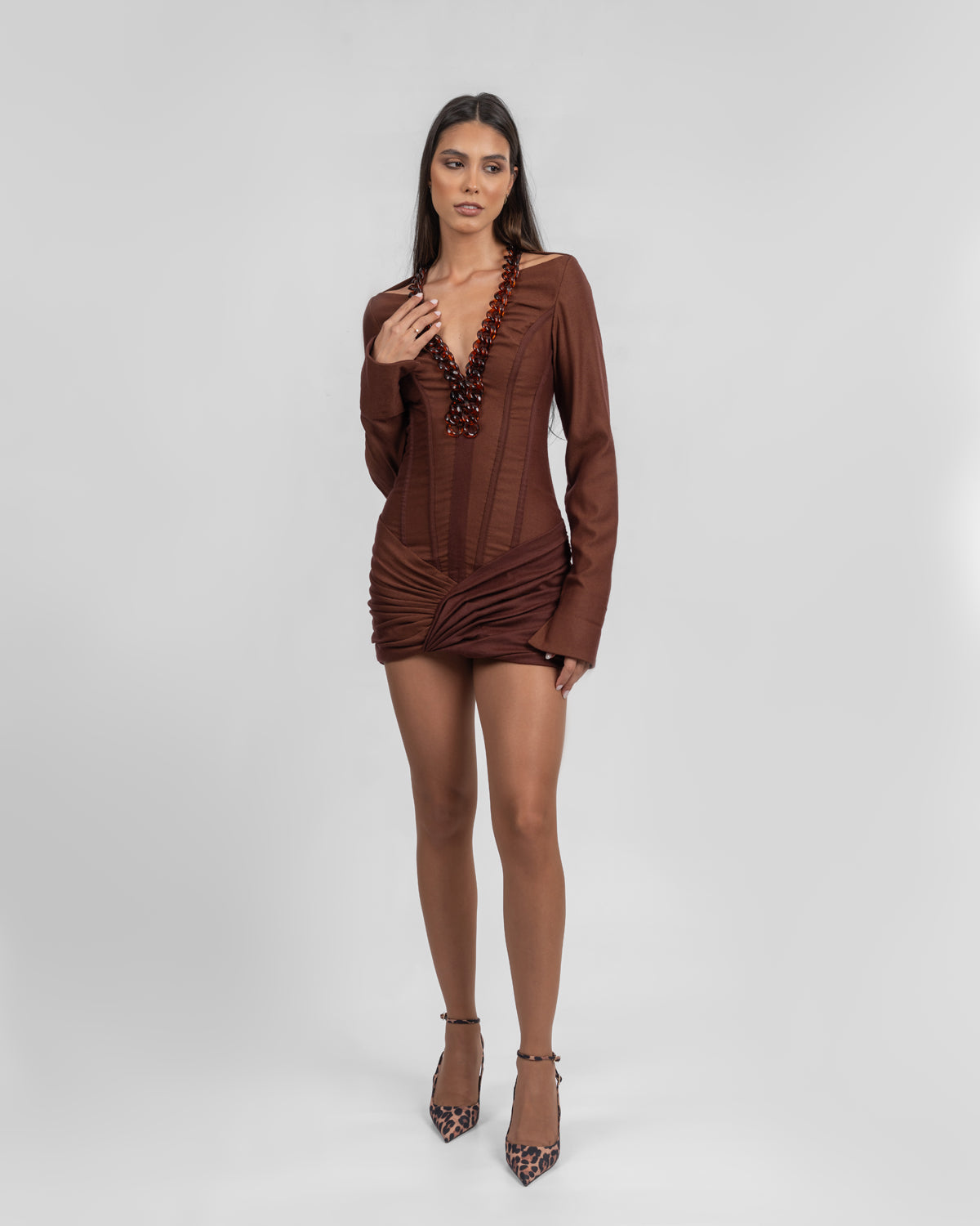 Brown Soft Suede Mini Dress