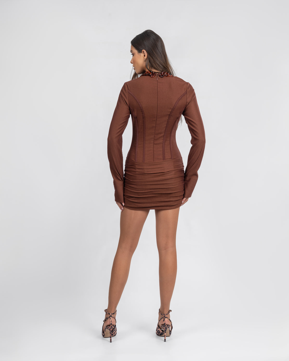 Brown Soft Suede Mini Dress