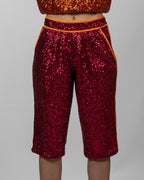 Red Sequin Bermuda Shorts