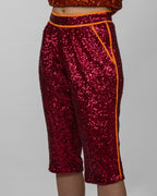 Red Sequin Bermuda Shorts