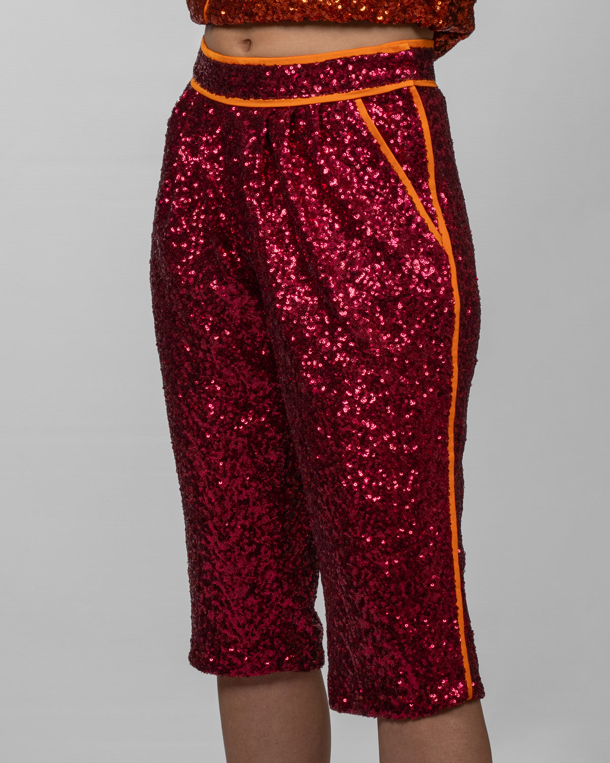 Red Sequin Bermuda Shorts