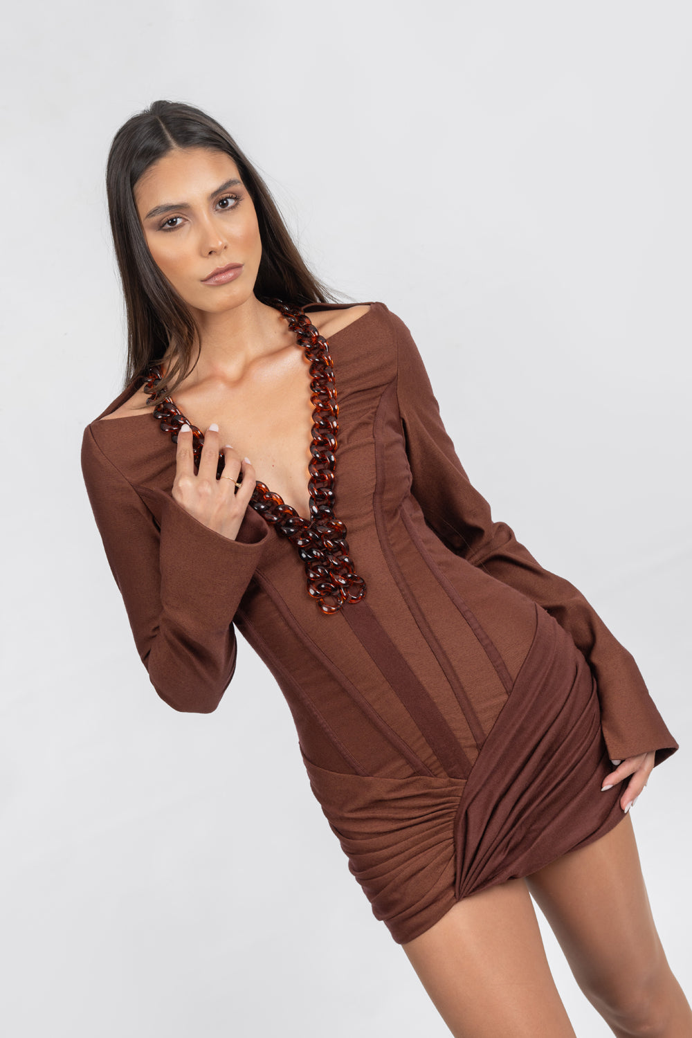 Brown Soft Suede Mini Dress