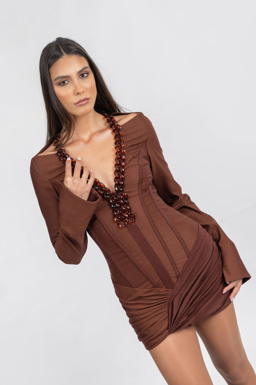 Brown Soft Suede Mini Dress