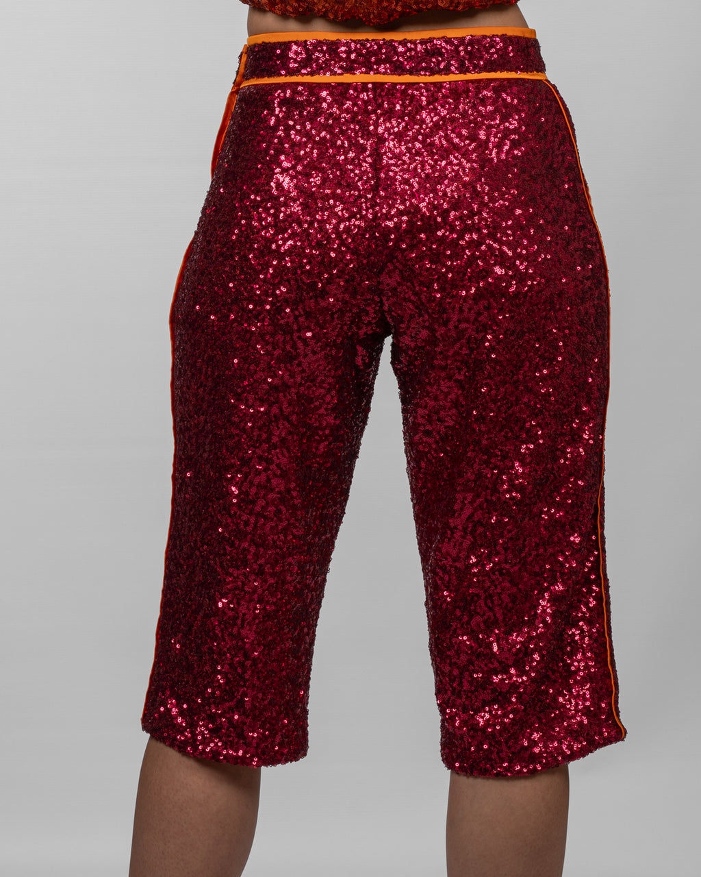 Red Sequin Bermuda Shorts