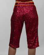 Red Sequin Bermuda Shorts