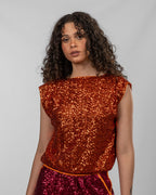 Dark Orange Sequin Reversible Top