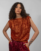 Dark Orange Sequin Reversible Top