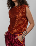 Dark Orange Sequin Reversible Top