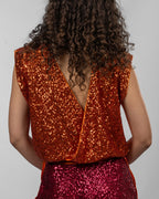 Dark Orange Sequin Reversible Top