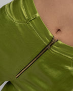 Apple green silk satin cargo pants