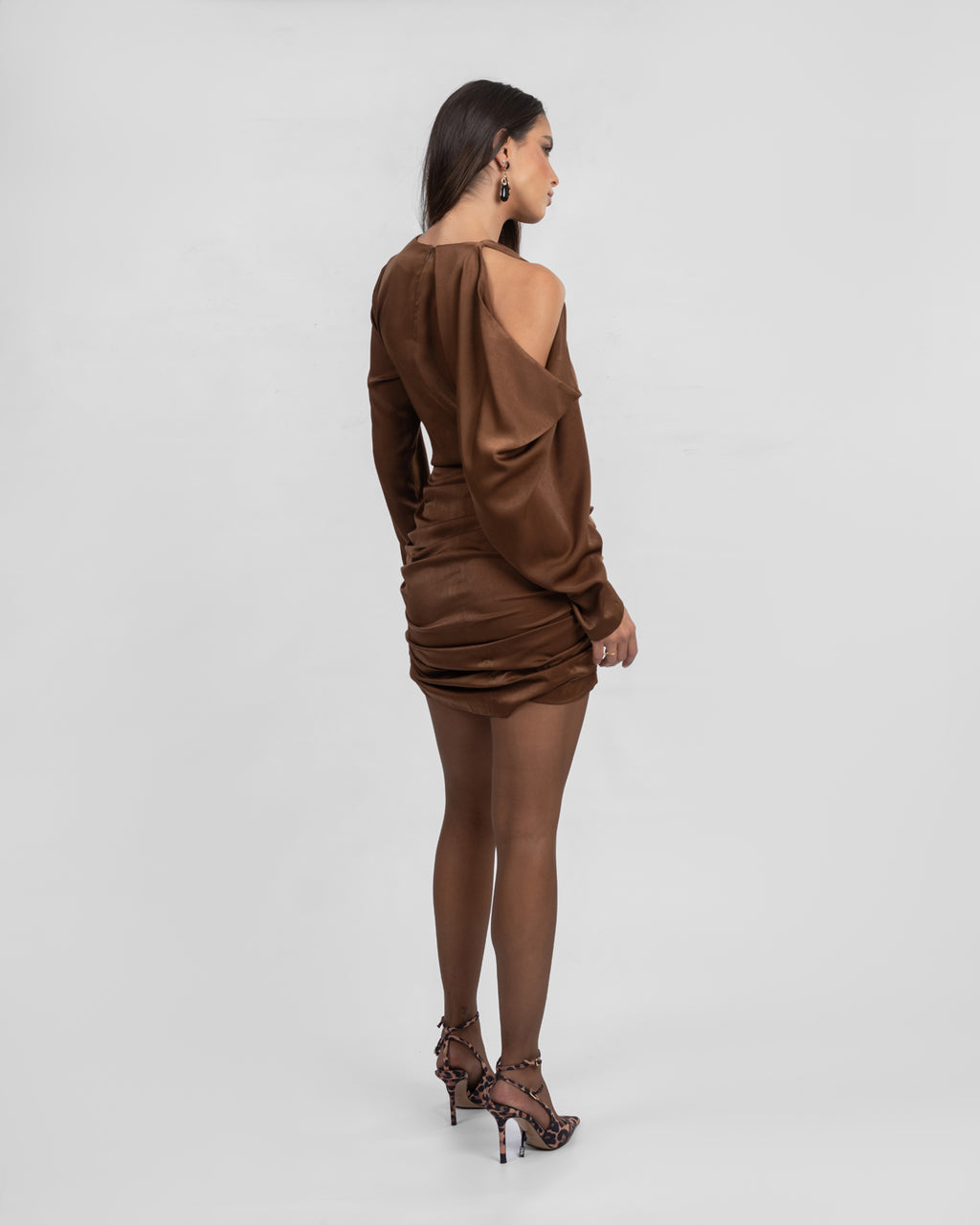 Silk Satin Draped Mini Dress