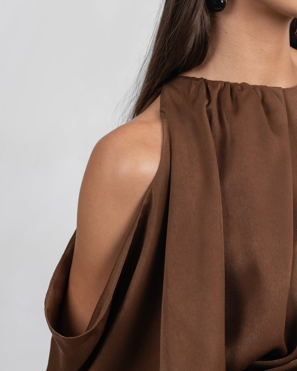 Silk Satin Draped Mini Dress
