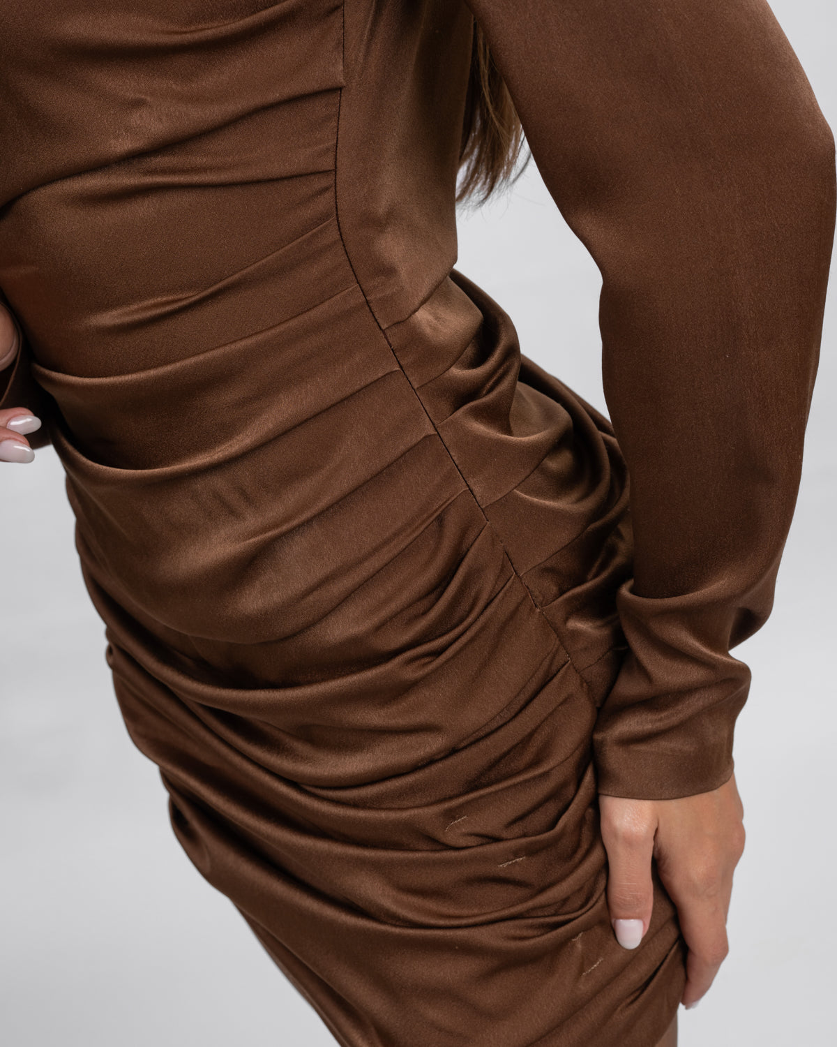 Silk Satin Draped Mini Dress