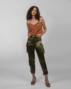 Metallic Copper Net Blouson Top