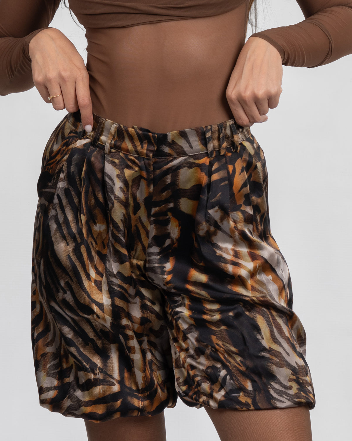 High-Waist Animal Print Shorts