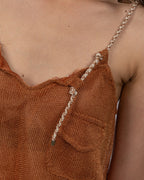 Metallic Copper Net Blouson Top