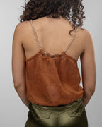 Metallic Copper Net Blouson Top