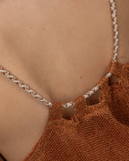 Metallic Copper Net Blouson Top