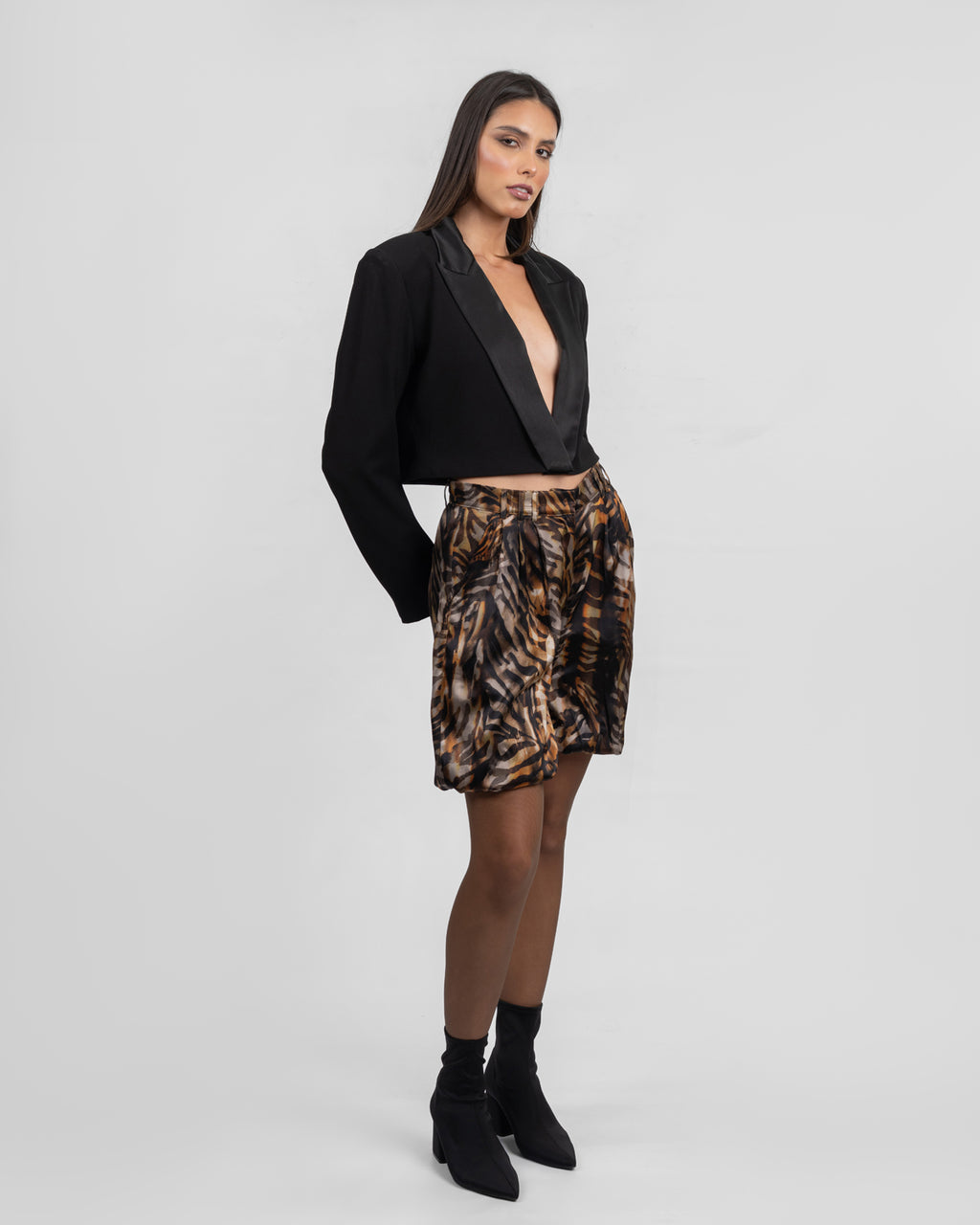 High-Waist Animal Print Shorts